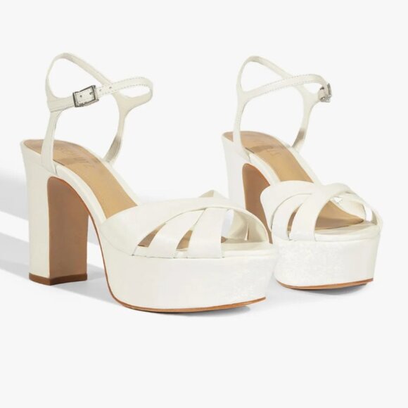 New Schutz Keefa Sandal in White high chunky block heel open toe leather - Picture 1 of 9